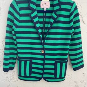 Juicy Couture Green and Navy Striped Blazer